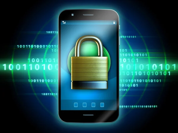 Smartphone with padlock over a data stream. — Stock Photo, Image