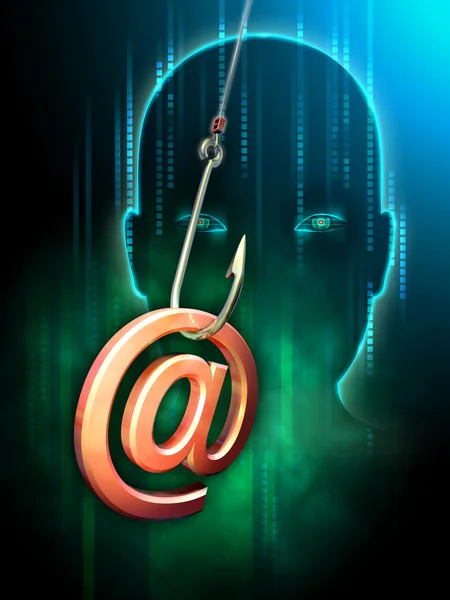 Хакер, який використовує електронну пошту як метод крадіжки інформації . — стокове фото