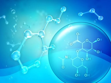 Sodyum hyaluronat moleküler diyagramı. Dijital illüstrasyon