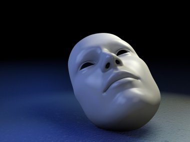 Loş bir arka plan üzerinde beyaz maske