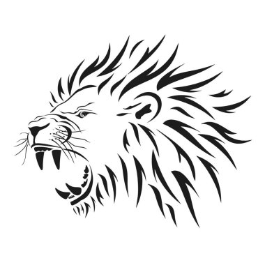 Vektör aslan başı, siyah çizim.