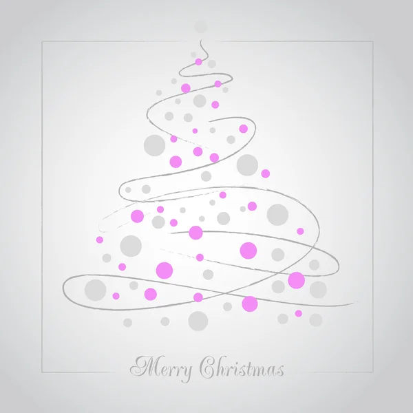 Kerstboom met roze bauble. — Stockvector