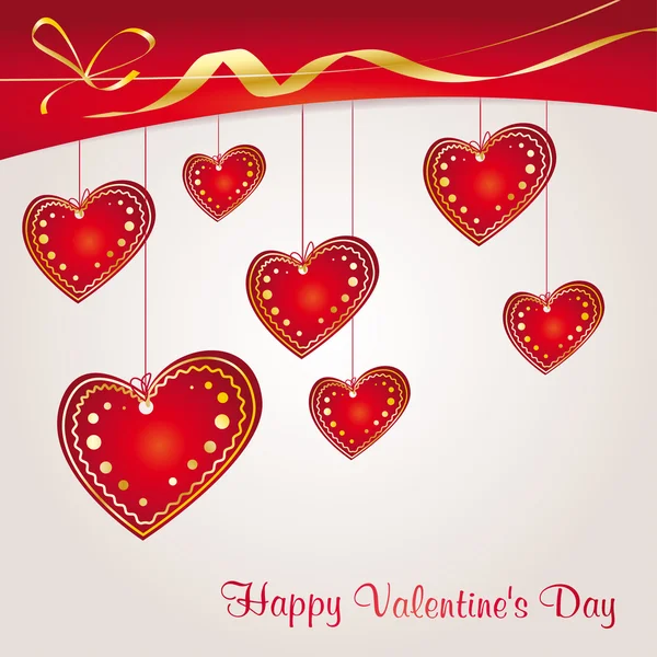 Valentýnský pozadí s červeným srdcem — Stockový vektor