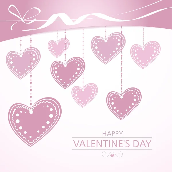 Valentýnský pozadí s růžové srdce — Stockový vektor