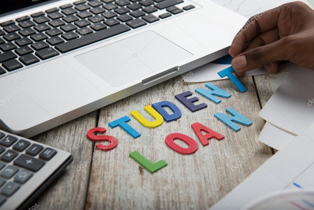 Wood letters as student Loan word