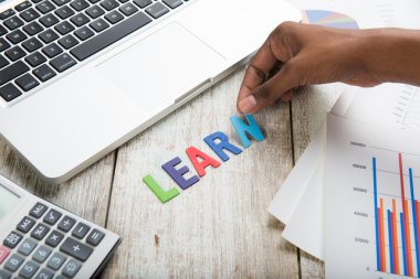 Hand arranging learn words  