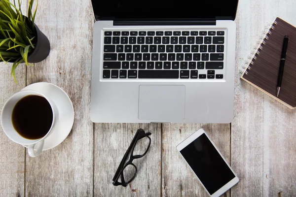 Mix of office supplies and gadgets — Stock Photo, Image