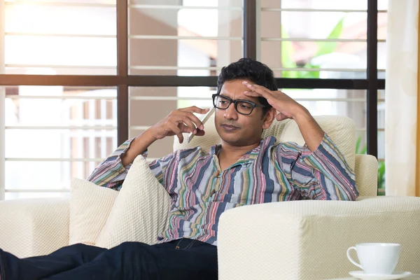 Casual indian male with phone — Stock Photo, Image