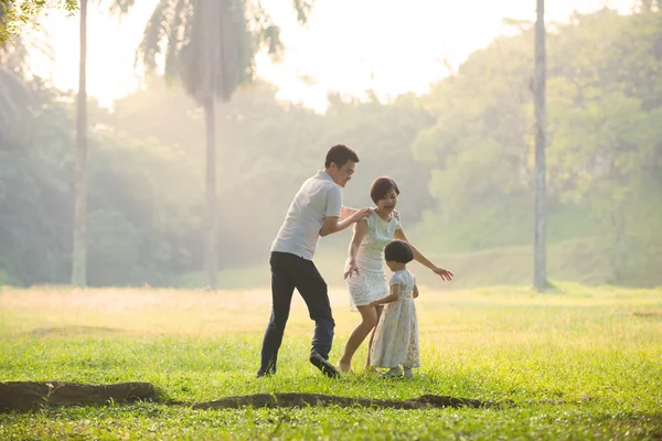 Una familia divirtiéndose jugando —  Fotos de Stock