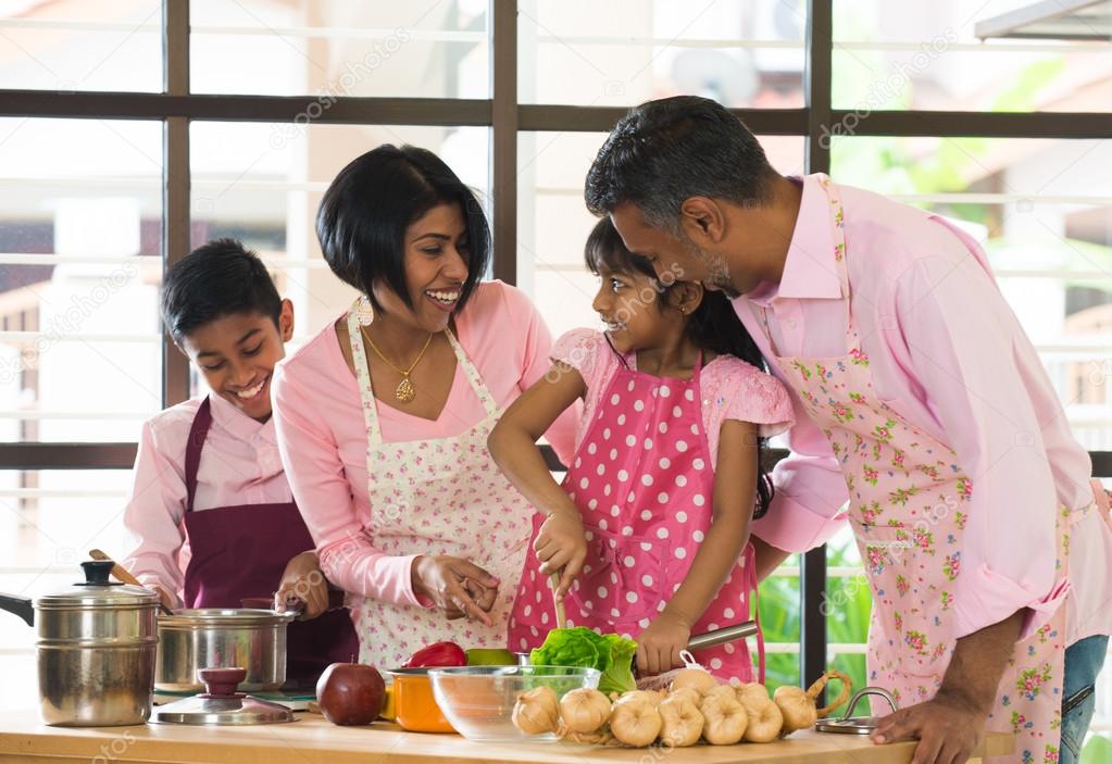 indian family  cooking at home