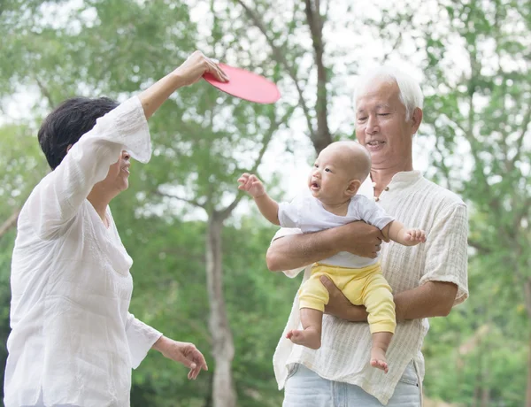 Grandparents playing with baby grandson — Stock Photo, Image