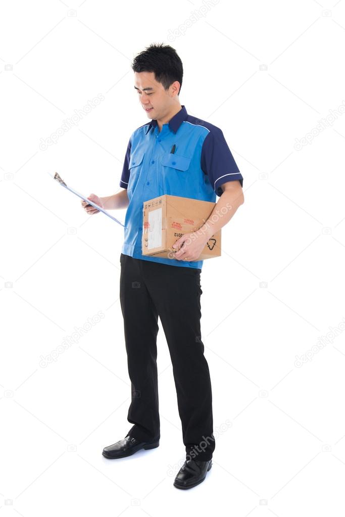 Courier sending a package