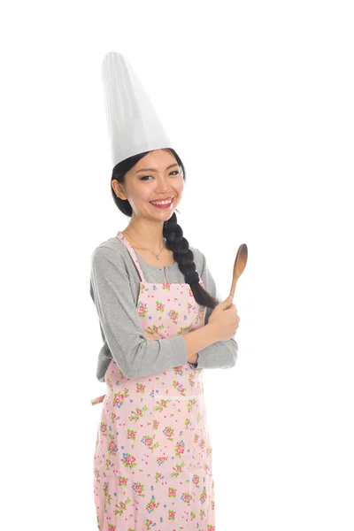 Aziatische jonge vrouwelijke chef-kok — Stockfoto