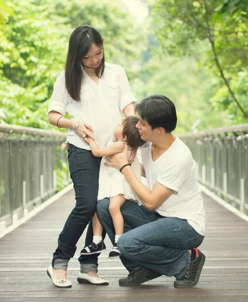 Park 'taki Asyalı aile. — Stok fotoğraf