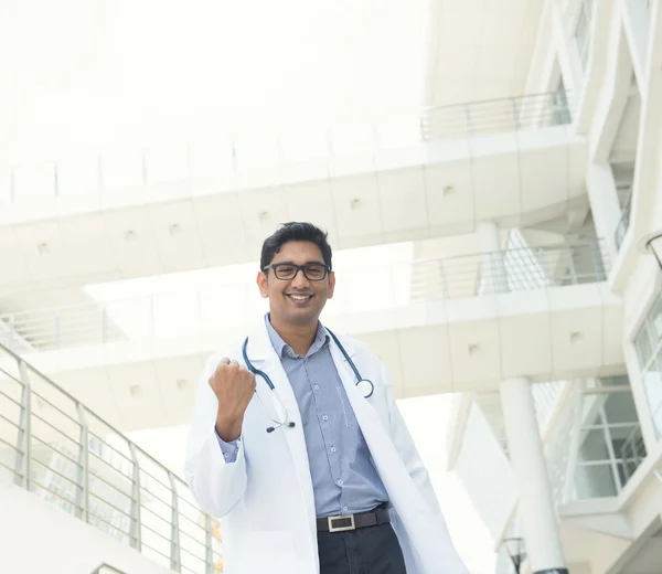 Indian male doctor celebrating — Stock Photo, Image