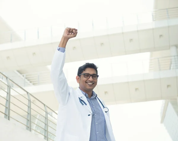 Indian male doctor celebrating — Stock Photo, Image