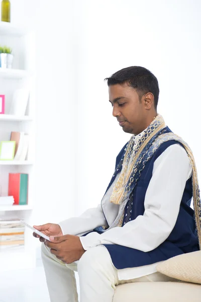Indian male with  tablet computer — Stock Photo, Image