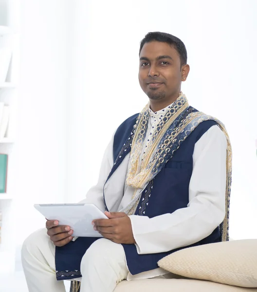 Indian male with  tablet computer — Stock Photo, Image