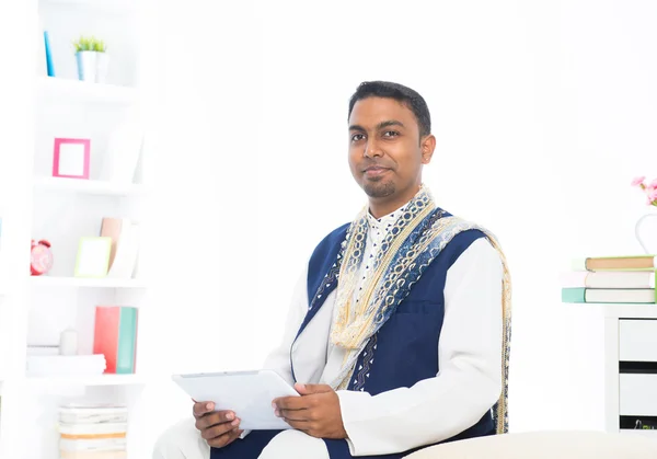 Indian male with  tablet computer — Stock Photo, Image