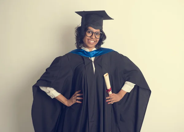 Indian female student graduating — Stock Photo, Image