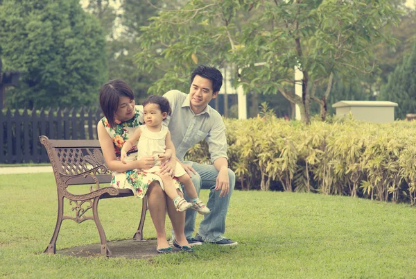 Asian family playing and enjoying — Stock Photo, Image