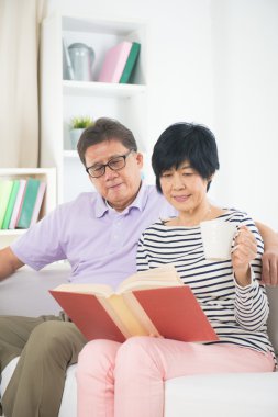 üst düzey Asya çift bir kitap okuma