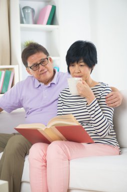 üst düzey Asya çift bir kitap okuma