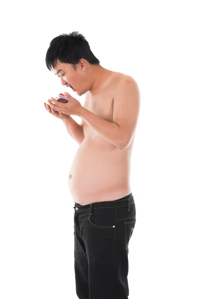 Asian male with beer belly — Stock Photo, Image