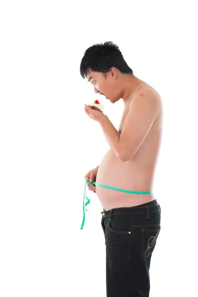 Hombre asiático con cinta métrica — Foto de Stock