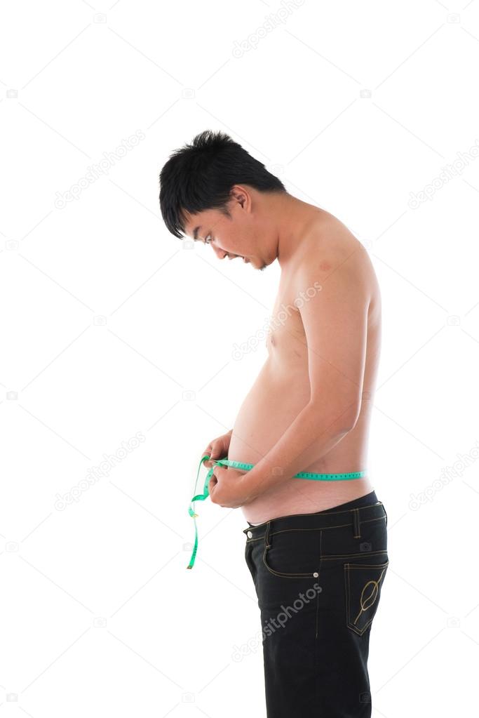Asian man with measuring tape