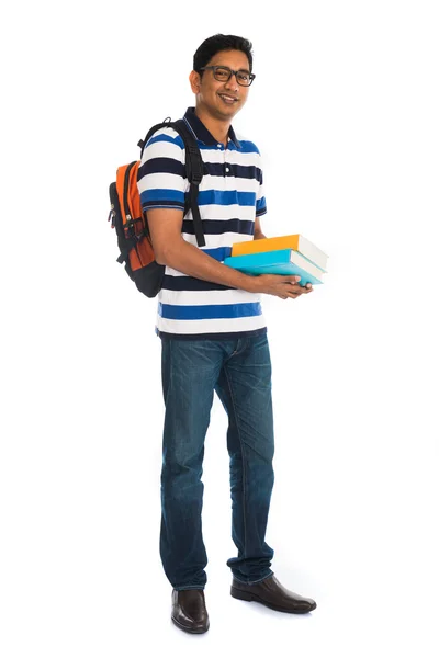 Indiase college man met boeken — Stockfoto