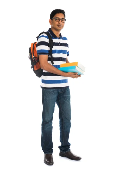 Indiase college man met boeken — Stockfoto