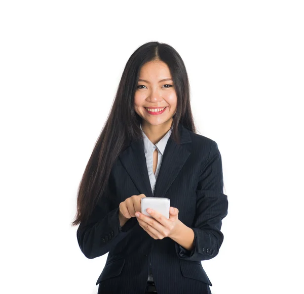 在手机上的亚洲业务女人 — 图库照片