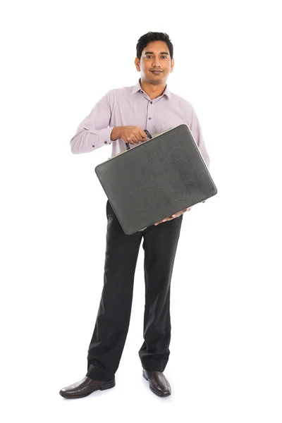 Indian businessman  with suitcase — Stock Photo, Image