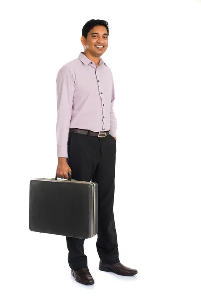 Empresário indiano com mala de viagem — Fotografia de Stock
