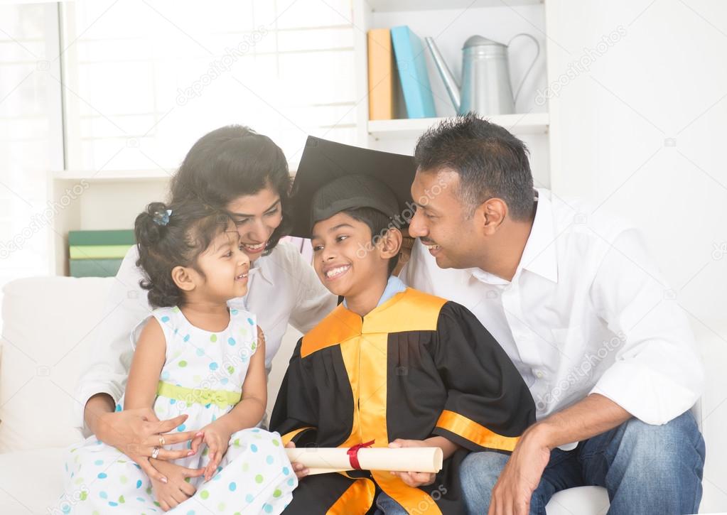 Happy indian family graduation