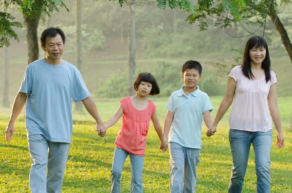 公園に住む幸せなアジア系の家族 — ストック写真