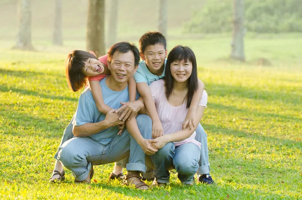 Familia juguetona y sonriente en el parque — Foto de Stock