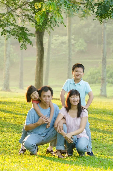 Familjen lekfulla och leende i park — Stockfoto