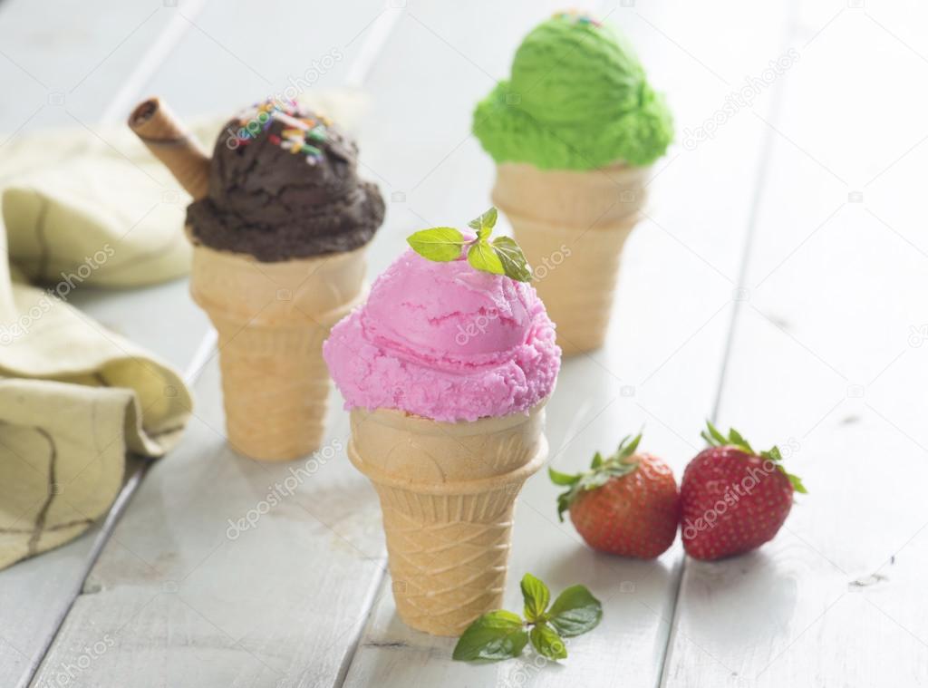 various cone ice creams