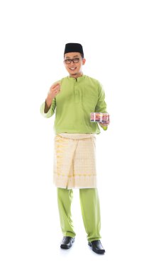 Malay male with raya cookie clipart