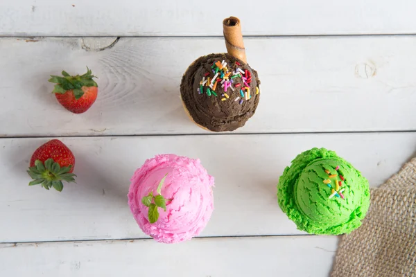 Various cones of ice cream — Stock Photo, Image