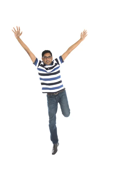 Indian man jumping in joy — Stock Photo, Image