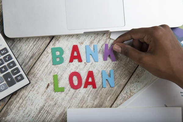 Huruf kayu sebagai kata pinjaman Bank — Stok Foto