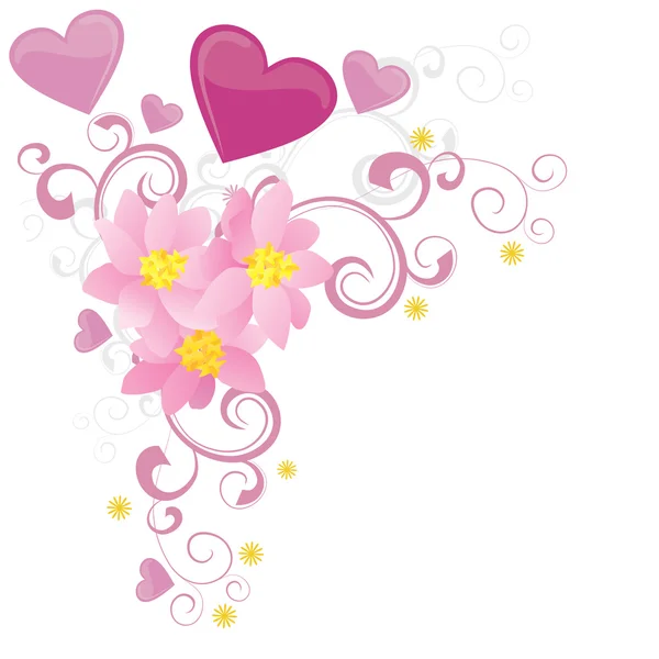 Pink hearts and flowers — Stock Photo, Image