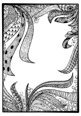 Zentangle siyah çerçeve vektör