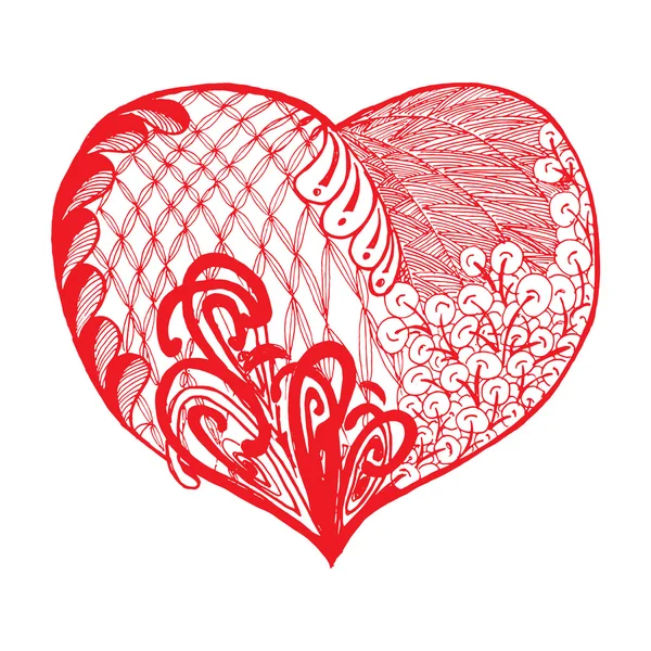 Zentangle ilustración corazón rojo — Foto de Stock