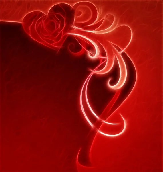 Rött hjärta med ros — Stockfoto