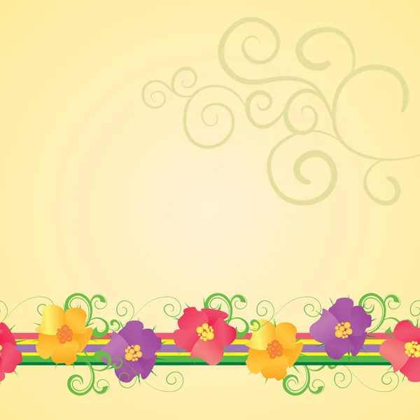 Yellow background with flowers border — Stock Photo, Image