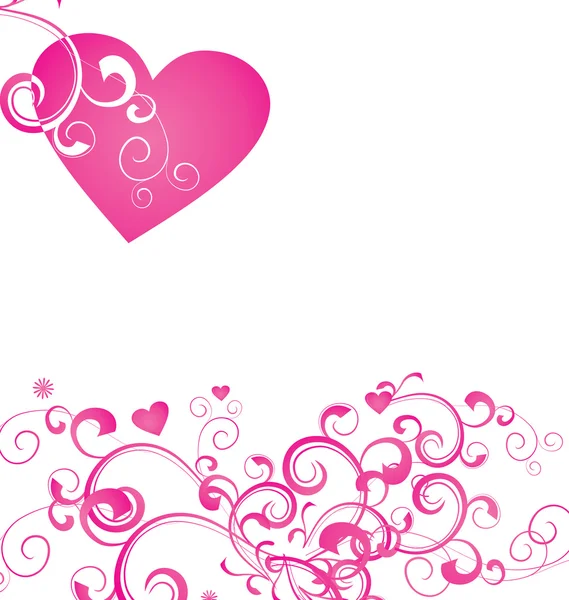 Coração rosa com floresce fronteira — Fotografia de Stock